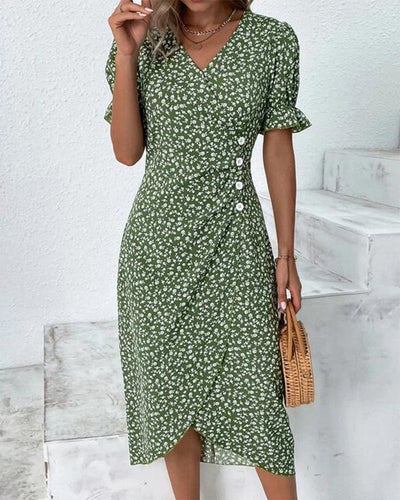 Botanical Bliss™ | Short Sleeve Dress with Floral Print
