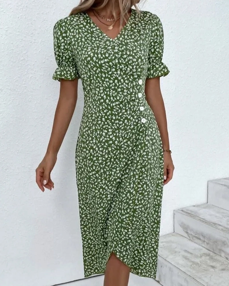 Botanical Bliss™ | Short Sleeve Dress with Floral Print