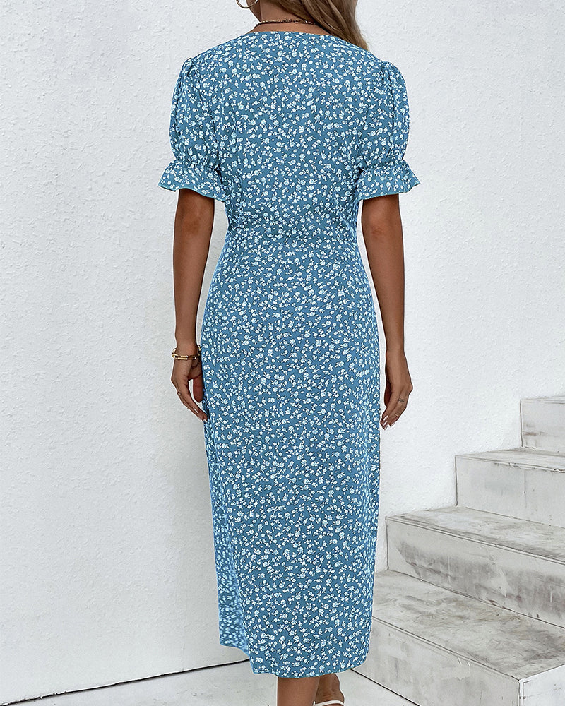 Botanical Bliss™ | Short Sleeve Dress with Floral Print