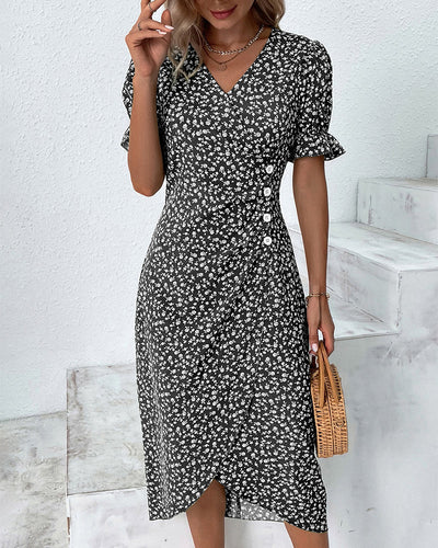 Botanical Bliss™ | Short Sleeve Dress with Floral Print