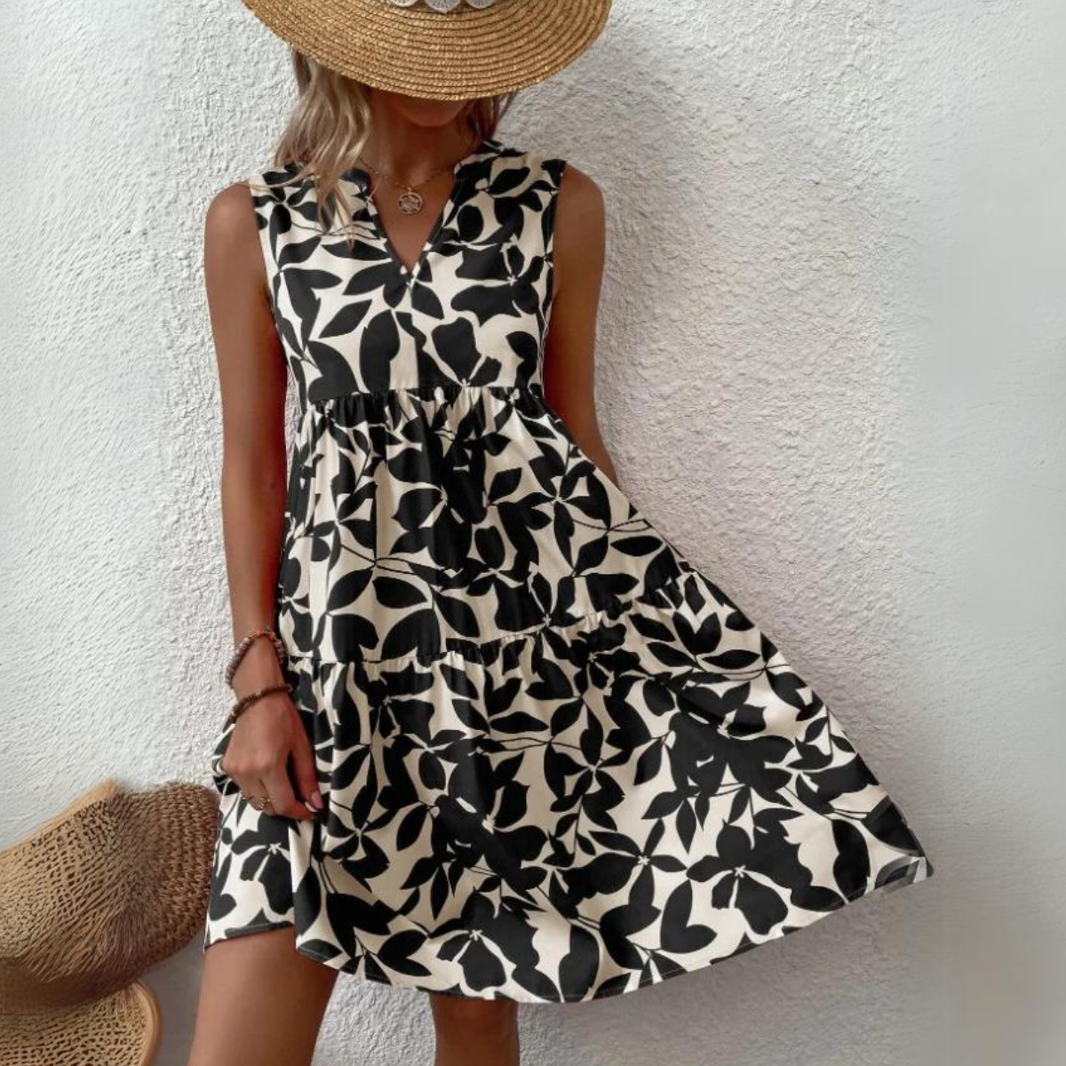 AmalfiCharm | Amalfi A Line Tank Dress met ruches