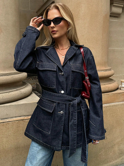 Forever 21 Herfst- en winterkleding voor dames, zwart bule denimjack/kerstoutfits/nieuwjaarsoutfit/vakantiefeestkleding voor dames/zwart bule jas/vakantieoutfits/ nieuwjaars/losse jas/jas met lange mouwen/oudejaarsavondoutfit/nieuwjaarsoutfit/kerstfeestkl