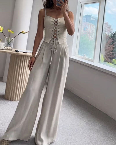 Korset Couture | Bijpassende set van korset en broek aan de voorkant