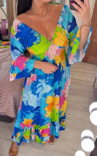 Sophie| V-hals Bloemen Strandjurk