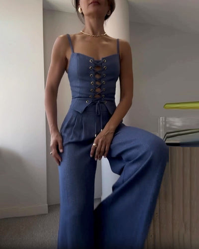 Korset Couture | Bijpassende set van korset en broek aan de voorkant