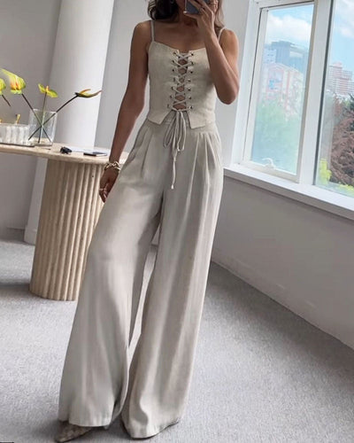 Korset Couture | Bijpassende set van korset en broek aan de voorkant